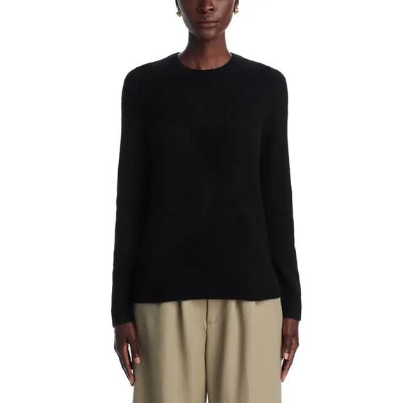 C by Bloomingdale's Women Black Cashmere Knit Classic Crewneck Sweater Size XS - Picture 2 of 6